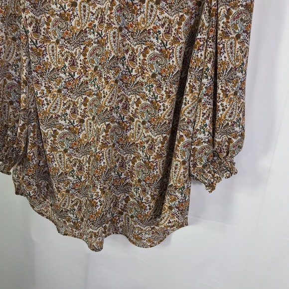 Jones & Co Paisley Blouse Women's 1X Ruffle Collar Keyhole Long Sleeve Business - Picture 6 of 12